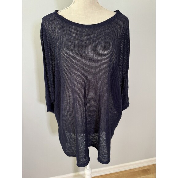 Eileen Fisher Blue‎ Organic Linen Lightweight Blouse Minimalistic Lagenlook S - Picture 1 of 7